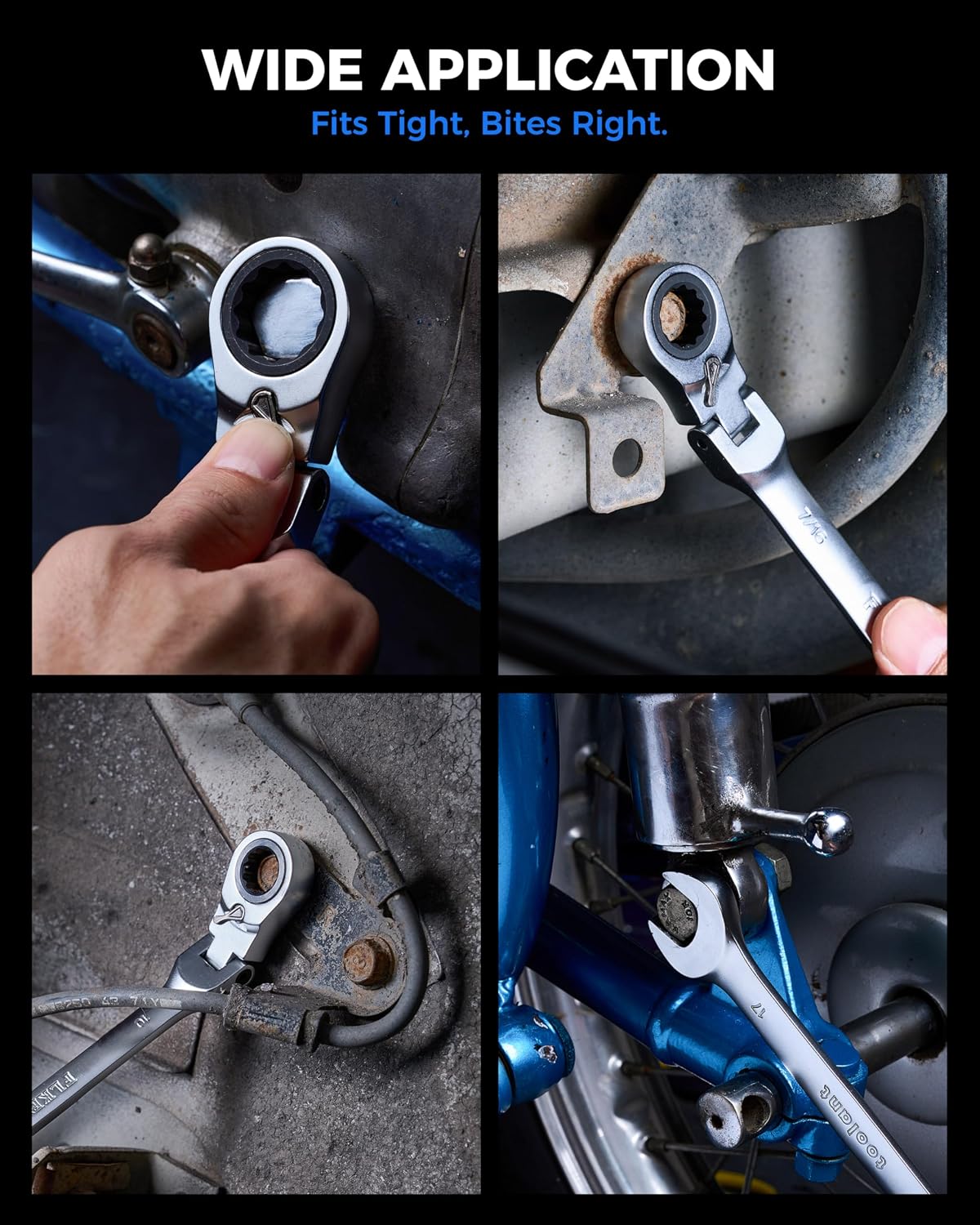 toolant 24pcs Ratcheting Wrench Set, Flex-Head Ratchet Combination Wrench Sets with Switch Design, 8-19mm & 1/4'-7/8', 90-Tooth and 4°Swing, 24PCS with Storage Tray