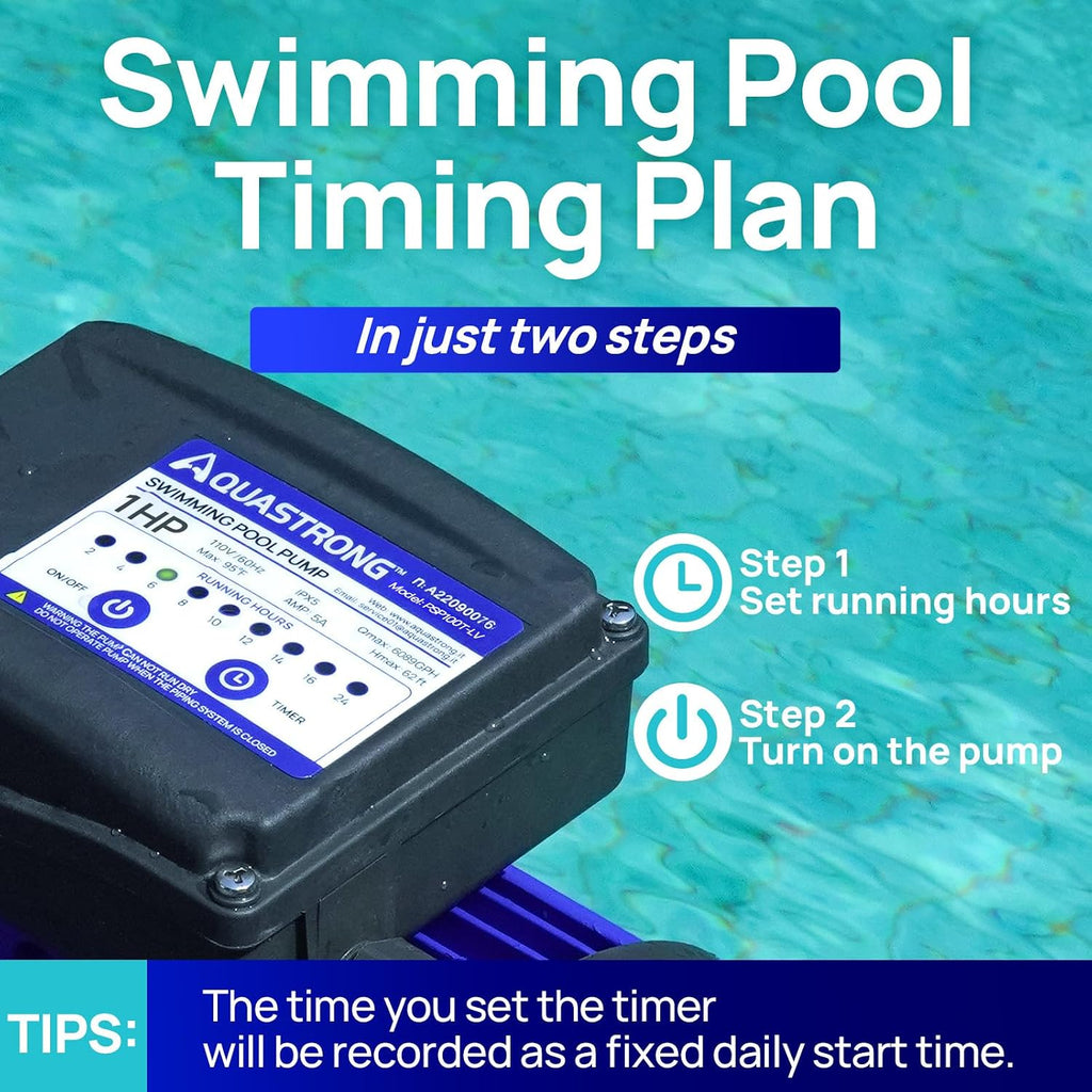 Aquastrong In/Above Ground Pool Pump High Flow Self Primming Swimming Pool Pump,Dark Black