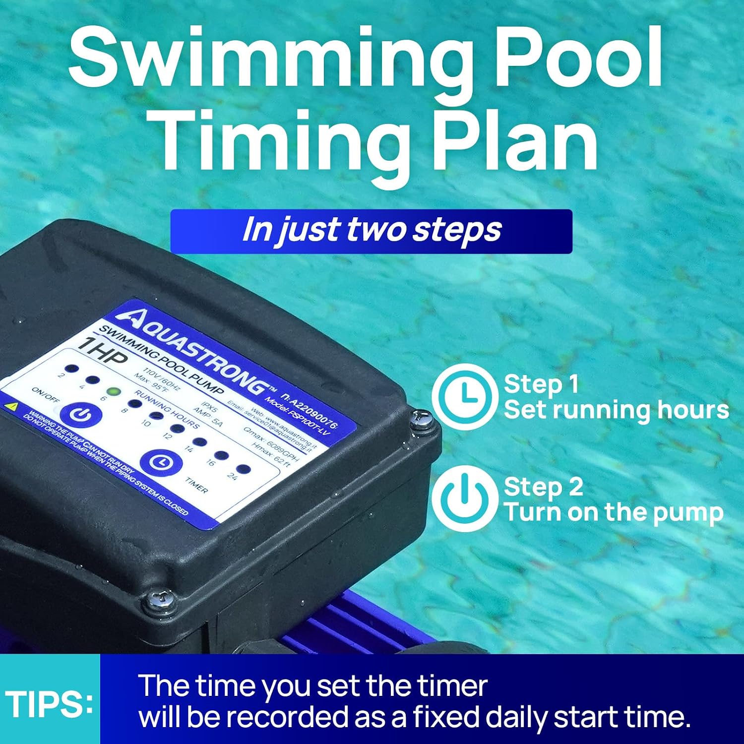 Aquastrong In/Above Ground Pool Pump High Flow Self Primming Swimming Pool Pump,Dark Black