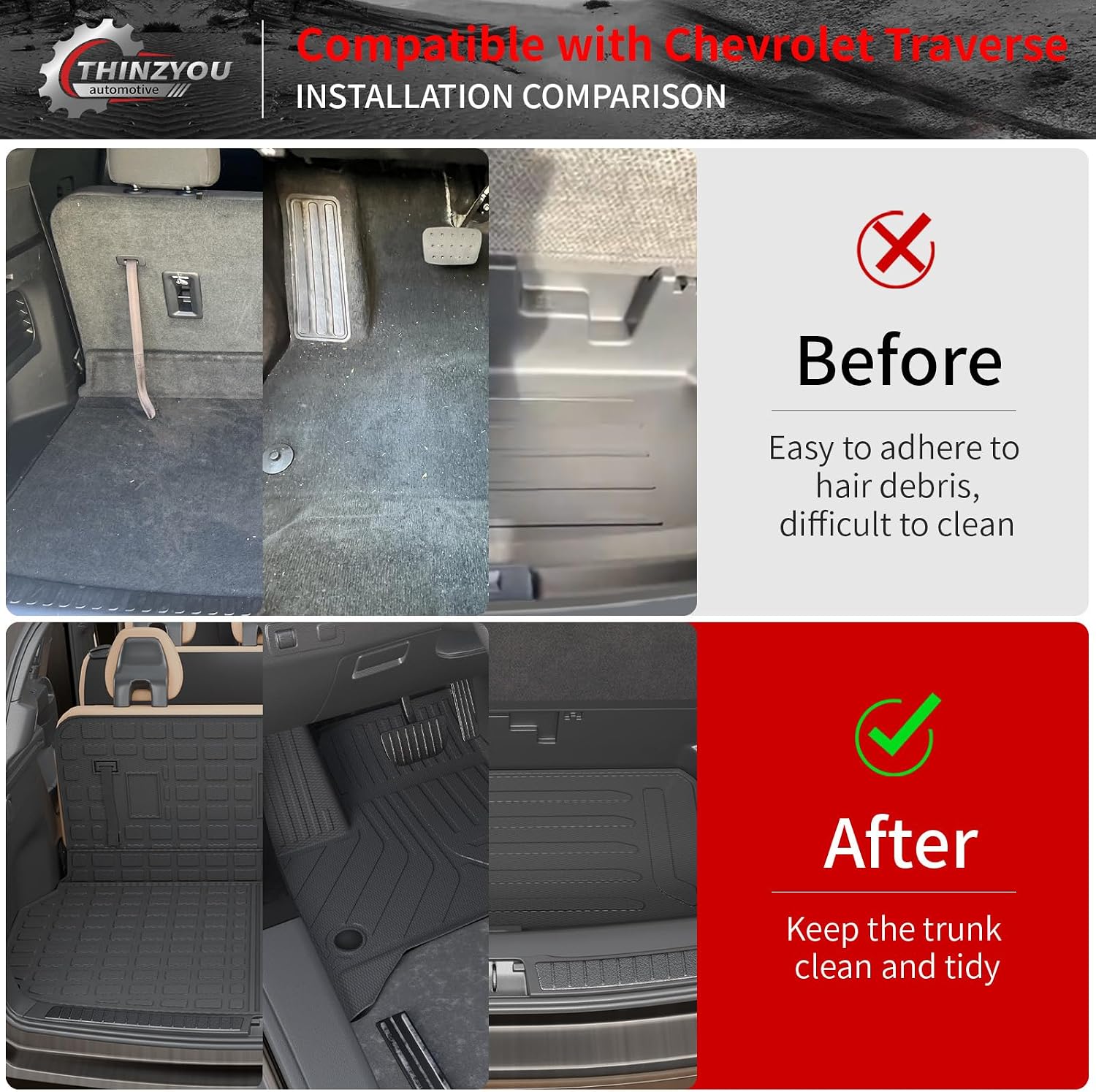 8 Seats Floor Mats Compatible with 2024 2025 2026 Chevrolet Traverse (NO Limited) Cargo Liner Cargo Mat Sub Trunk Mat Back Seat Cover Chevy Traverse Accessories (Floor Mats Full Set 10 PCS)
