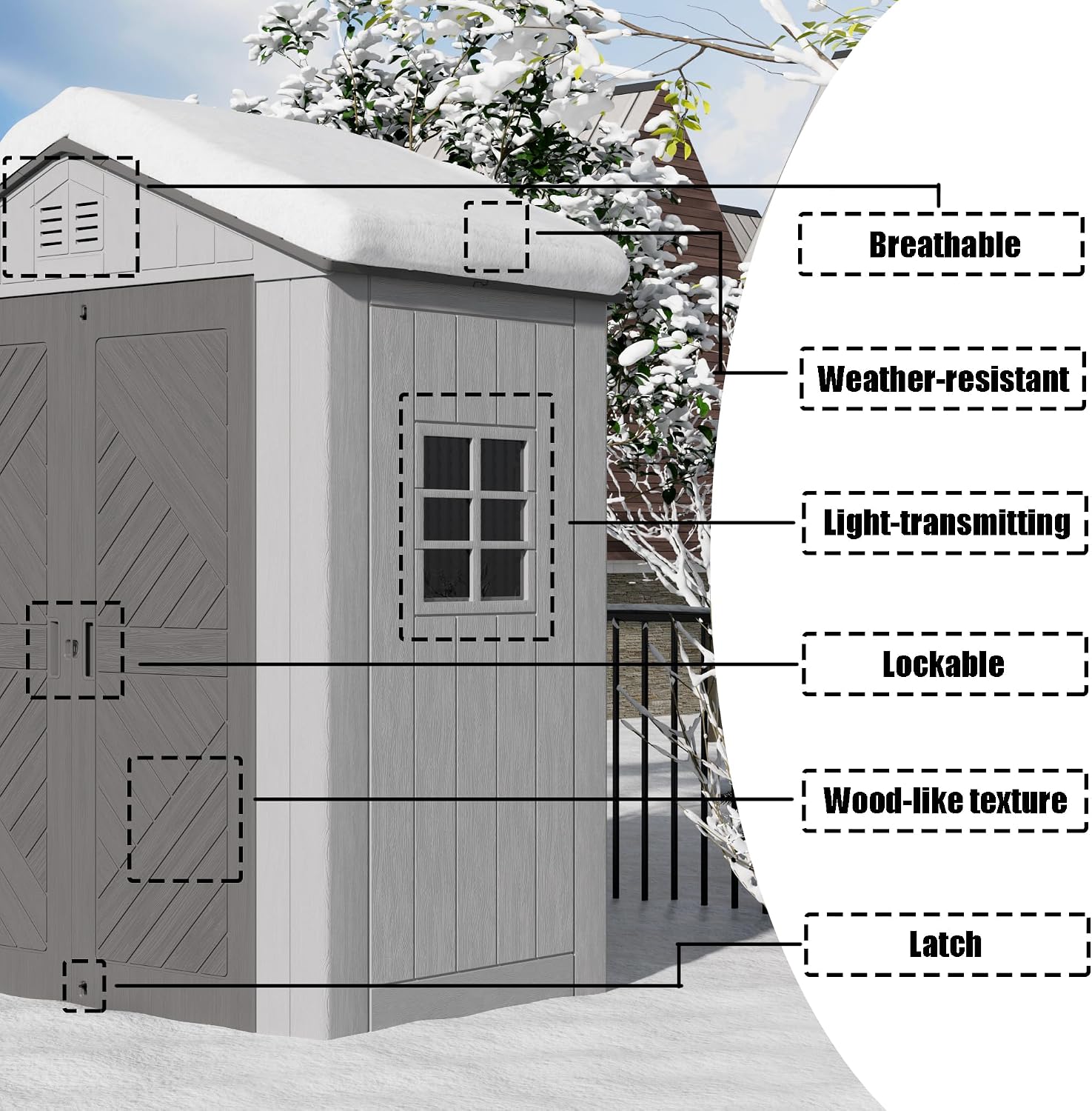 Mrosaa 6x4 FT Storage Shed with Floor,HDPE Resin Outdoor Storage Shed Weather Resistant,Lockable Garden Sheds with Windows for Home/Garden Tools/Backyard/Lawn Mower/Bike Storage(Gray)