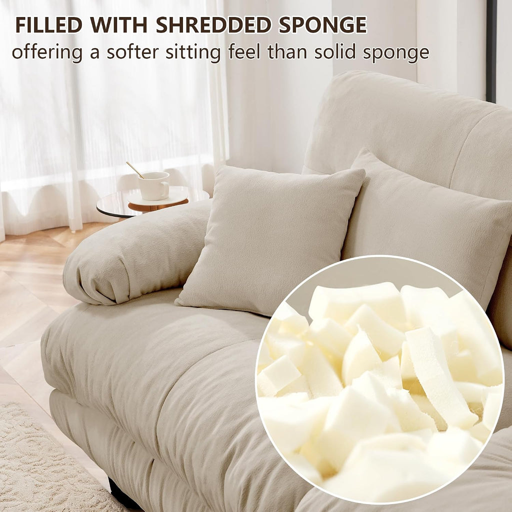 Modular Sectional Sofa Cloud Couch, 173.2' Modern Deep Seat Sectional Couches for Living Room, Oversized Modular Couch with 6 Pillows, Comfy Chenille Sofa Bed for Bedroom Apartment, Light Coffee