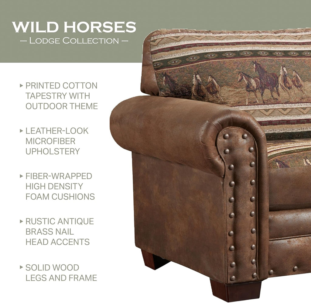 American Furniture Classics Wild Horses 4-piece Sleeper Sofa Set in Brown