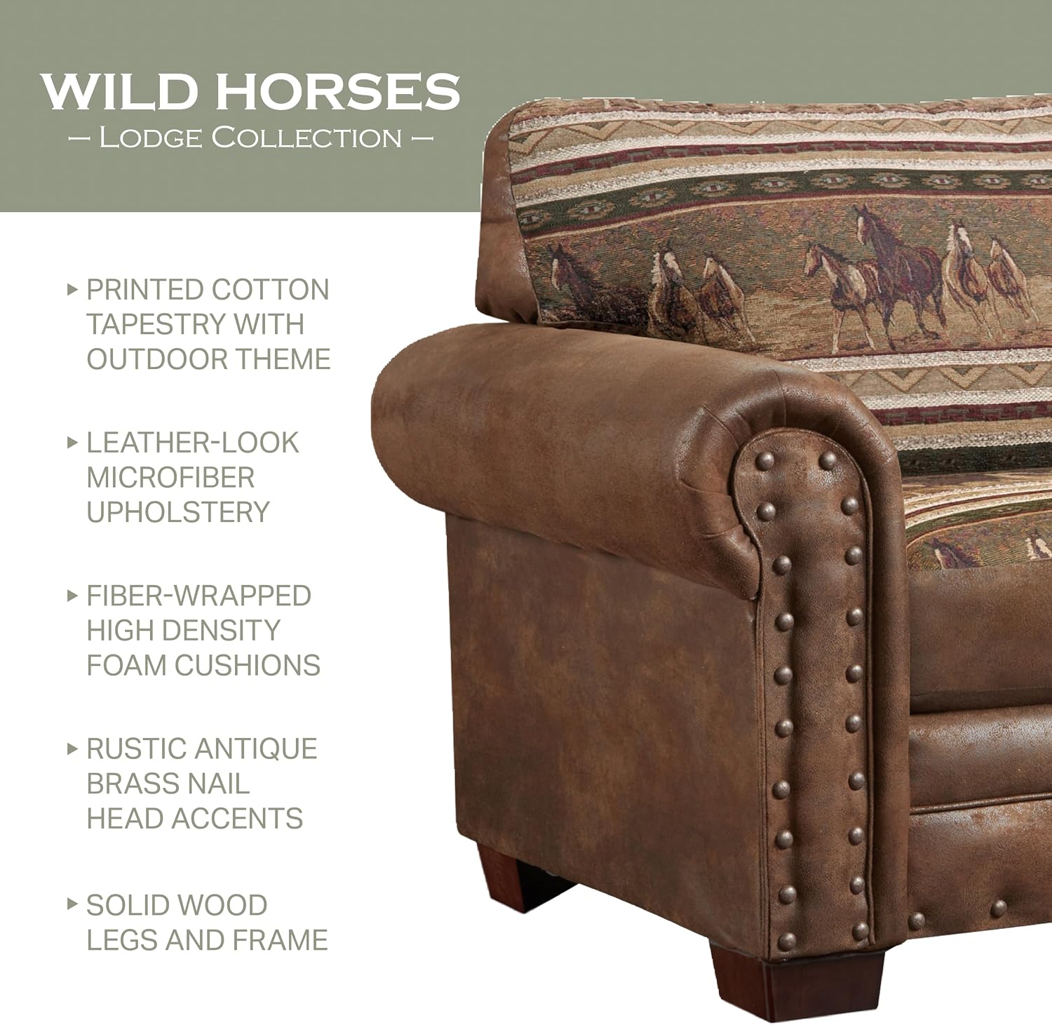 American Furniture Classics Wild Horses 4-piece Sleeper Sofa Set in Brown