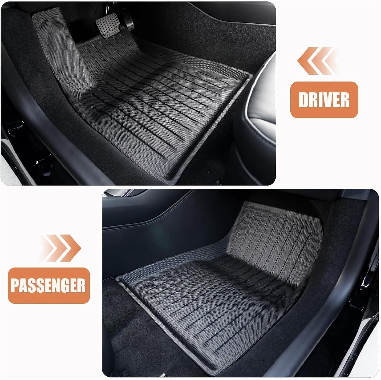Compatible with Tesla Model 3 2024 Highland TPE Floor Mats & Cargo Liner Waterproof Anti-Slip Trunk Mat TPE Pads Left Right Hand Drive(4PCS RHD)
