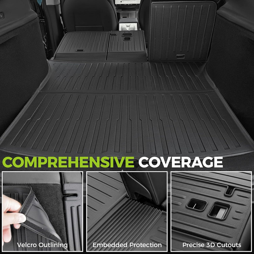 Floor Mats for 2025 2026 Tesla Model Y Juniper, 8PCS All Weather Full Set Cargo Liners Accessories, 3D TPE Odorless Trunk Frunk Rear Mats & Trunk Sill Guard for 5-Seater (Not Fit 7-Seat & Standard)