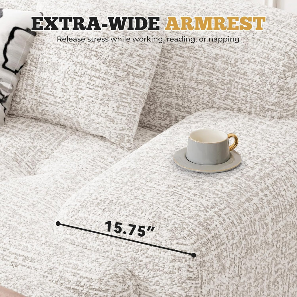 122' Modern L Shaped Modular Sectional Sofa, Boneless Couches for Living Room with Ottoman,4 Seater Convertible Chenille Cloud Couch Sofa Set, No Assembly Required, Beige 1 PCS
