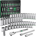 SK 3/8' Drive Socket Set with 90-Tooth Ratchet, 56-Piece, SAE & Metric, SuperKrome Finish, Premium CR-V Construction, with EVA Foam Tool Organizer