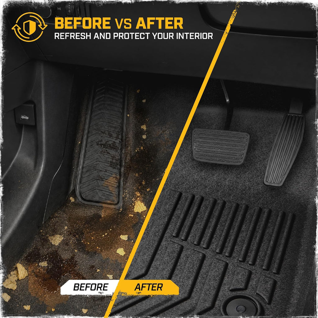 CAT® JustFit™ 3D Custom Fit Floor Mats for Chevy Colorado GMC Canyon 2023 2024 2025 2026 Crew Cab, Heavy Duty All Weather Floor Liners Laser Measured, Chevy Colorado Accessories GMC Canyon Accessories