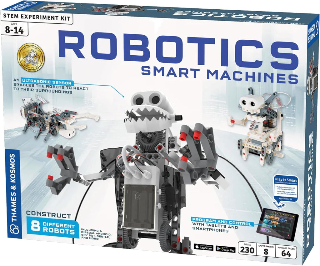 Thames & Kosmos | Robotics Smart Machines | Robotics for Kids 8 and up | STEM Kit builds 8 Robots | Full Color Manual to help with assembly | Requires tablet or smartphone | Parents' Choice Gold Award
