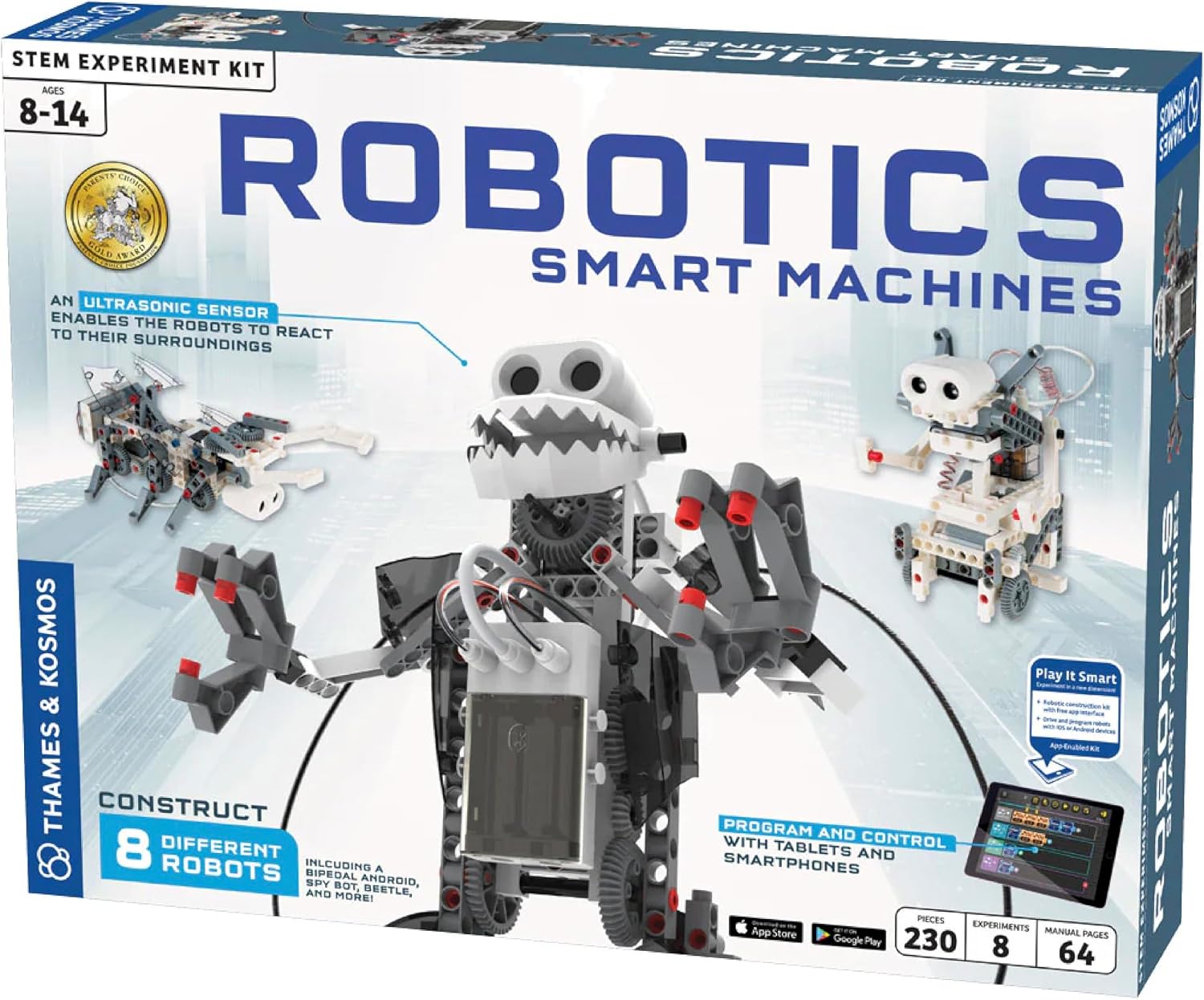 Thames & Kosmos | Robotics Smart Machines | Robotics for Kids 8 and up | STEM Kit builds 8 Robots | Full Color Manual to help with assembly | Requires tablet or smartphone | Parents' Choice Gold Award