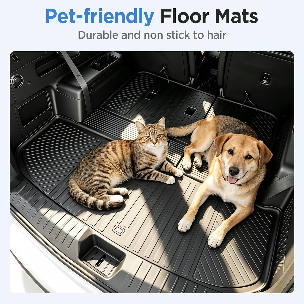 Floor Mats for Kia Telluride Hybrid 2027 7&8 Seat (EX/SX/X-Line SX/SX Prestige/X-Line SX Prestige) All Weather Telluride Floor Mats for Kia Telluride Accessories 2027 TPE Protector Black
