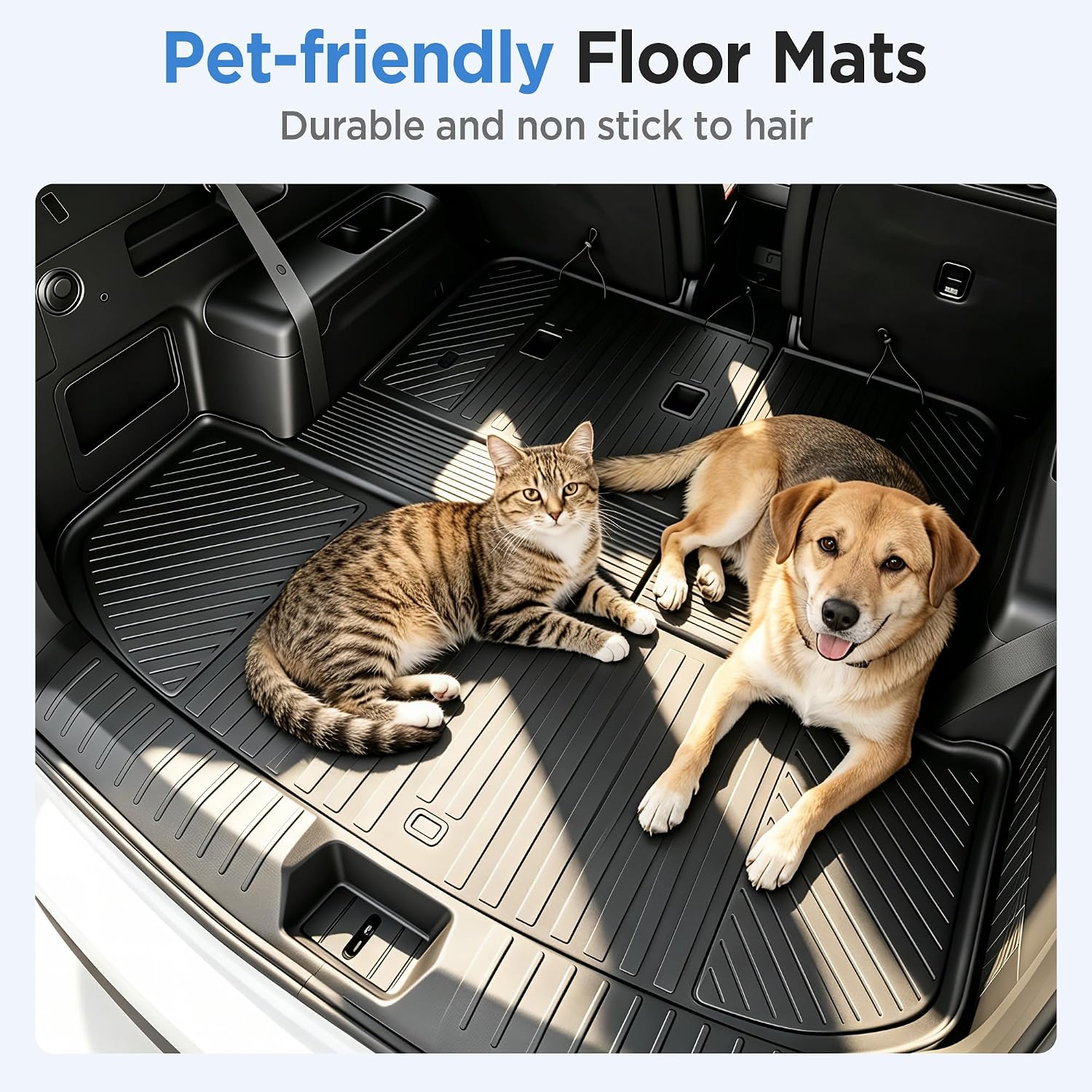 Floor Mats for Kia Telluride Hybrid 2027 7&8 Seat (EX/SX/X-Line SX/SX Prestige/X-Line SX Prestige) All Weather Telluride Floor Mats for Kia Telluride Accessories 2027 TPE Protector Black