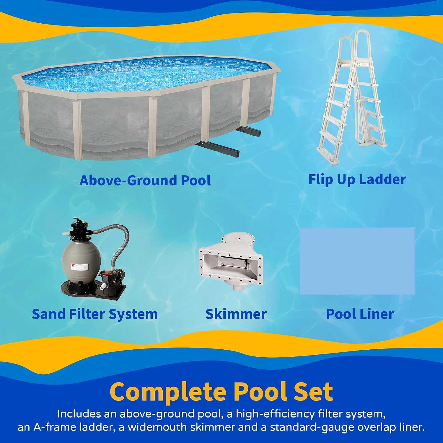 Trinity 15-ft x 30-ft Oval 52-in Deep Steel Wall Pool Package with 7-in Top Rail