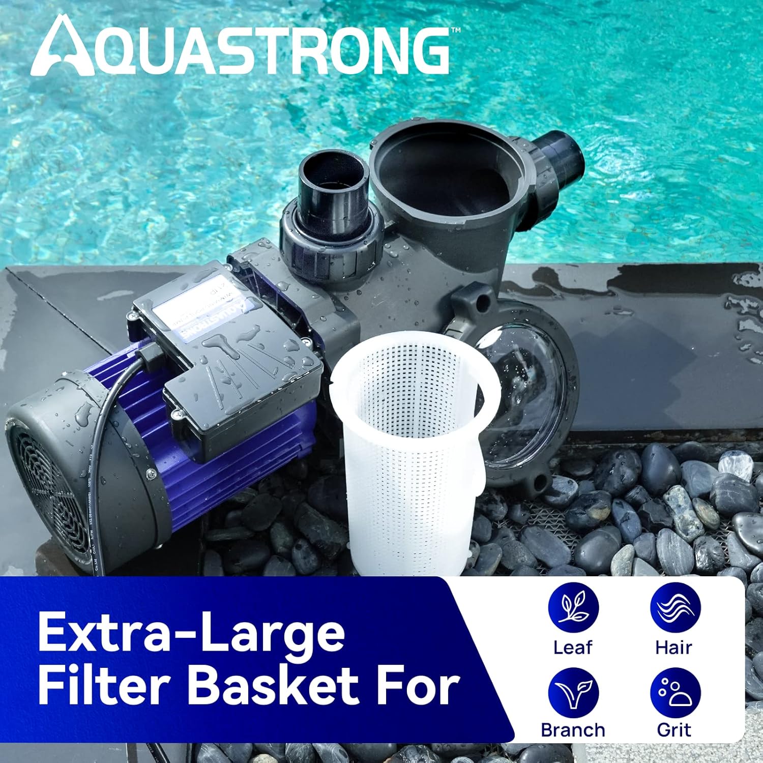 Aquastrong In/Above Ground Pool Pump High Flow Self Primming Swimming Pool Pump,Charcoal Black