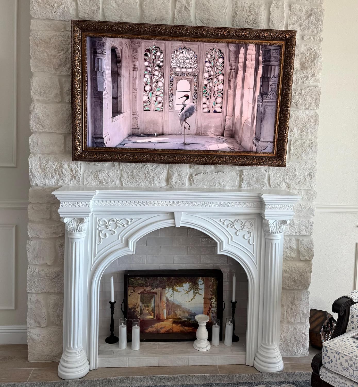 Classic Vintage Deep Gold 43' TV Frame - Compatible ONLY with Samsung The Frame TV (Fits 2021-2026 Models, Model Codes: 43LS03A/B/C/D/FA/HE)
