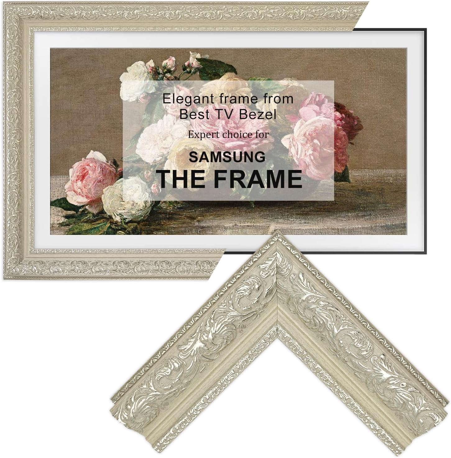 Elegant Vintage-Style TV Frame (Champagne Gold, 50') - Compatible ONLY with Samsung The Frame TV (Fits 2021-2026, 50LS03A/B/C/D/FA/HE)