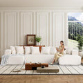ZEIINPA Cloud Sectional Couch with Chaise, Modern Modular Sofa with Deep Seat, Upholstered Couches for Living Room Apartment,No Assembly Required - Beige