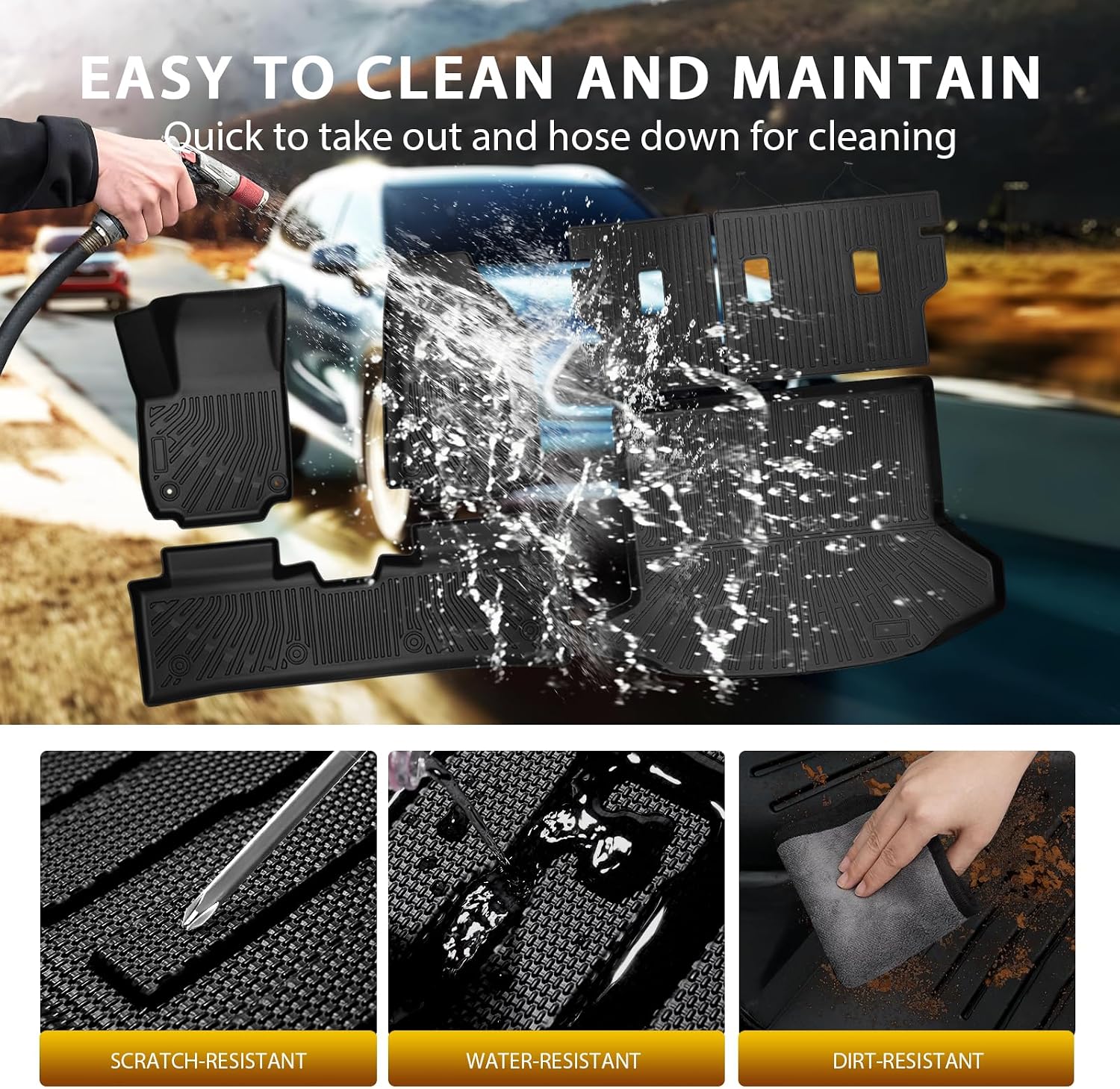 Powerty Floor Mats for 2025 2026 Chevrolet Chevy Equinox (Non EV) / GMC Terrain Car Mat, All Weather TPE Custom Cargo Liner Seat Back Cover Protectors Accessories (Floor Mats+Backrest Mat+Trunk Mat)