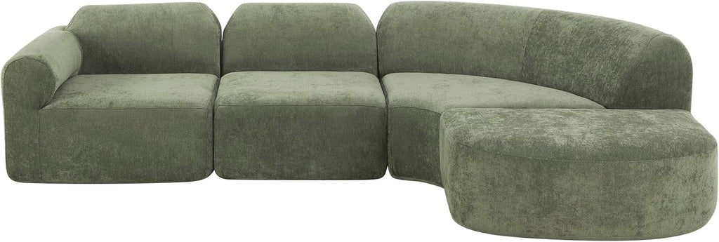Christopher Knight Home Midel 111' Modular L-Shape Sofa Couch with Chaise Lounge, Modern Boneless Sofa for Living Room, Fabric Upholstered Cloud Couch with Deep Seat, Olive Green