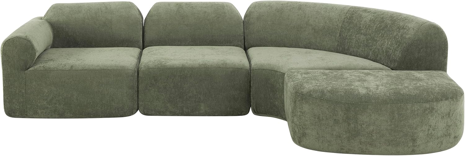 Christopher Knight Home Midel 111' Modular L-Shape Sofa Couch with Chaise Lounge, Modern Boneless Sofa for Living Room, Fabric Upholstered Cloud Couch with Deep Seat, Olive Green