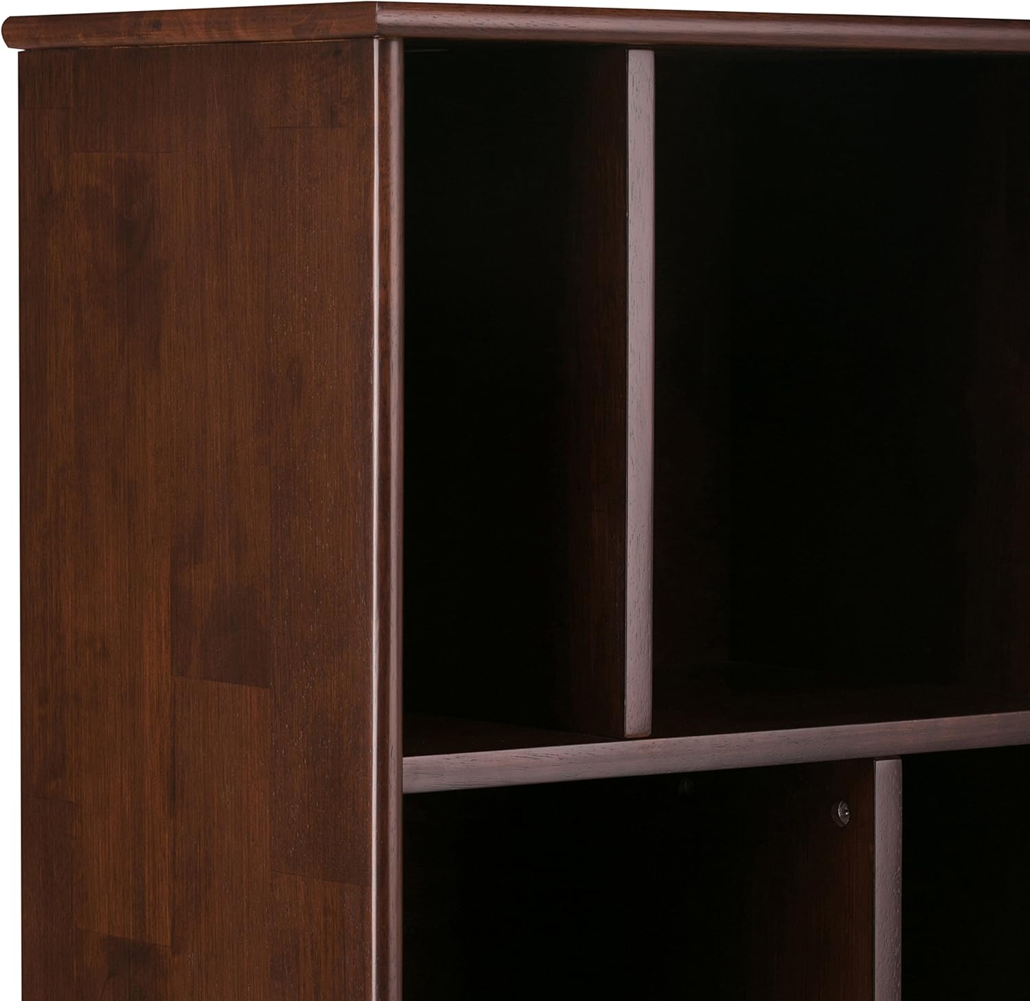 SIMPLIHOME Draper Bookcase - 64 inch Tall Solid Wood Storage Bookshelf in Medium Auburn Brown, Mid-Century Modern Storage for Living Room, Study or Office with Adjustable Shelves and Angled Legs