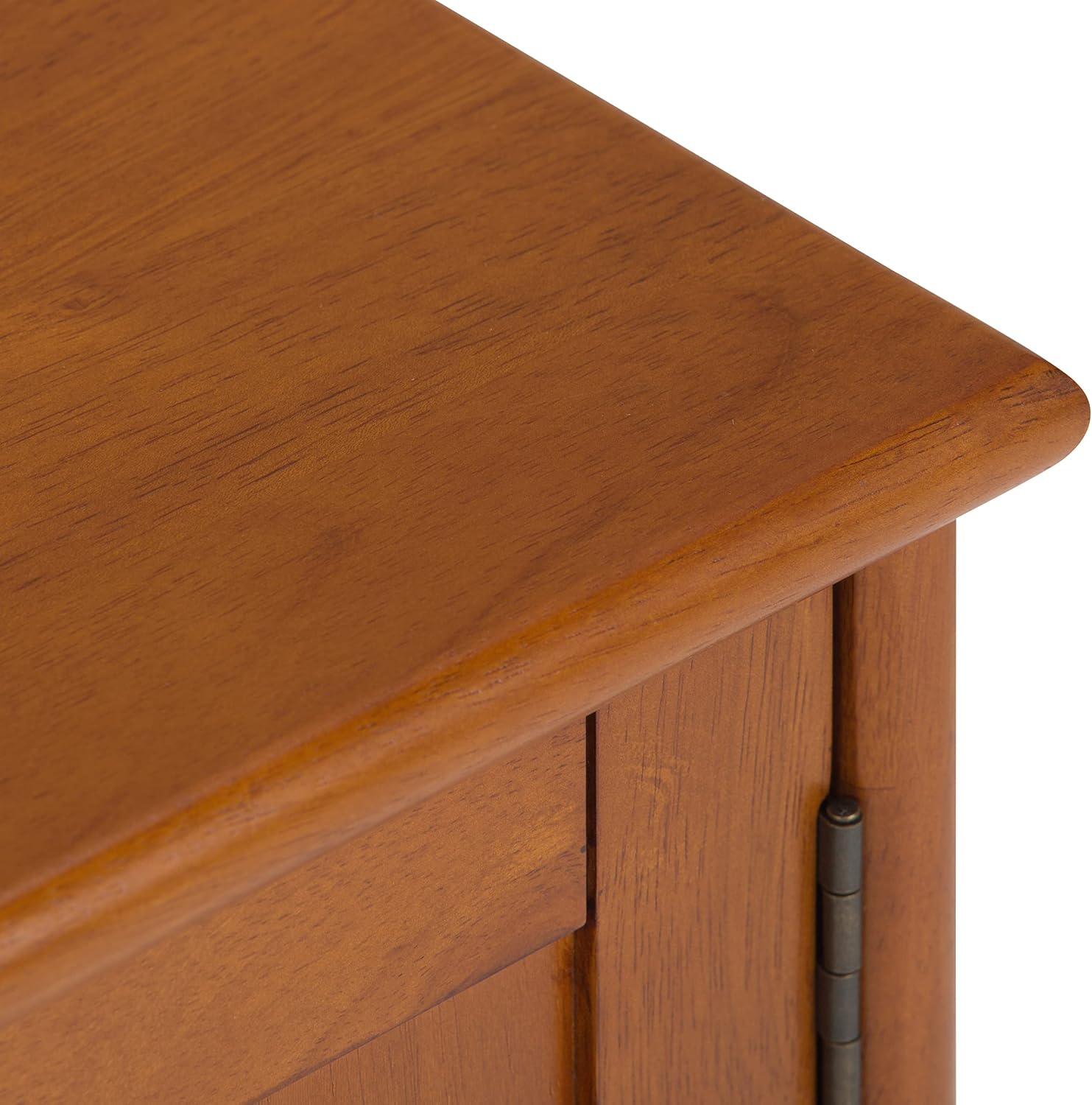 SIMPLIHOME Draper TV Stand - 60 inch Wide Solid Wood Low Media Console in Teak Brown, Mid Century Modern Entertainment Center for Living Room for TVs up to 65 Inches with Cabinets and Cable Management