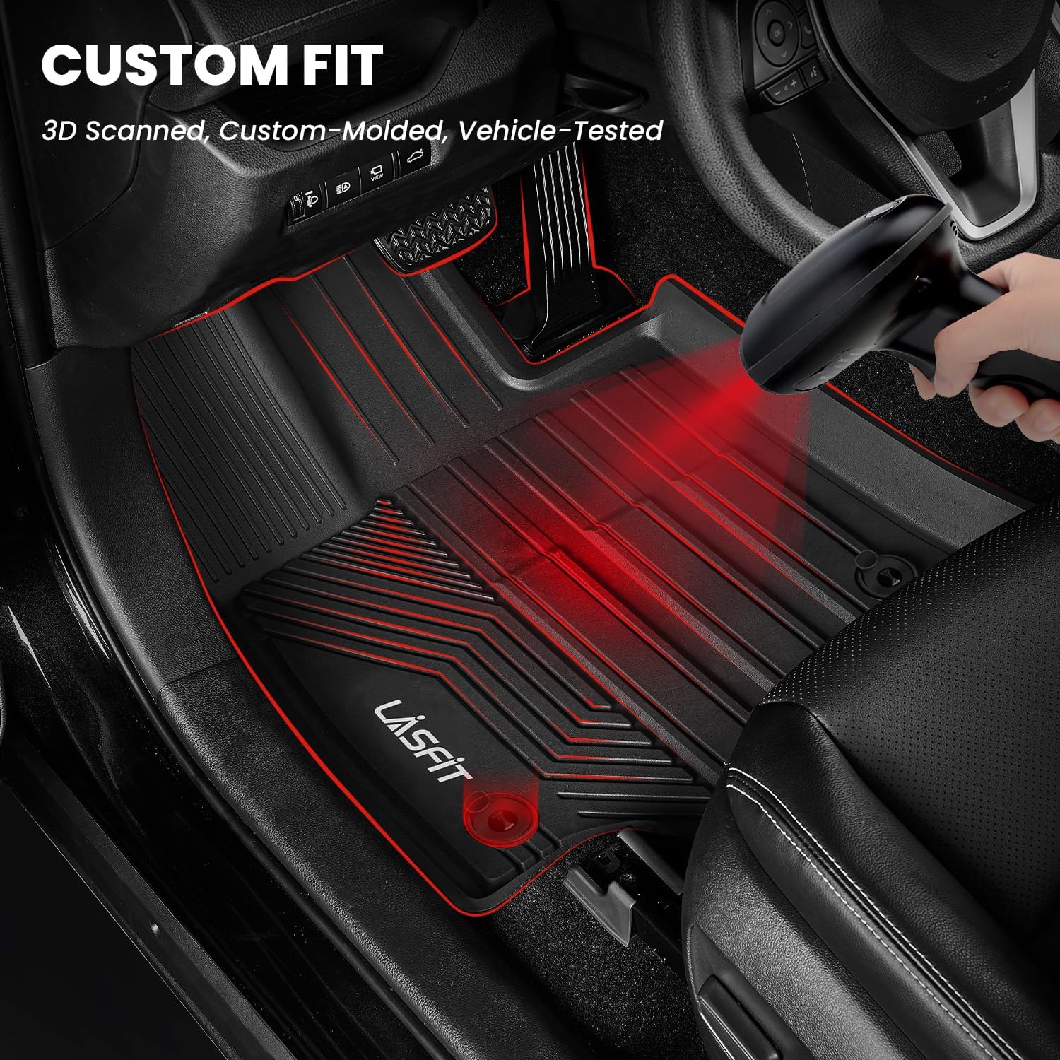 LASFIT Floor Mats & Backrest Mats & Trunk Mat for Toyota RAV4 2019-2025 (Not Fit Hybrid) All Weather TPE Custom Fit Floor Liners Car Mats Accessories, 1st & 2nd Row & Seatback & Cargo Mats