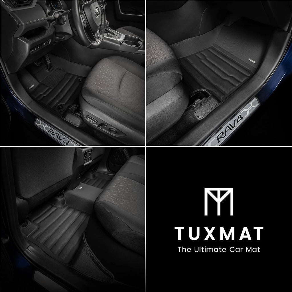 TuxMat - for Toyota RAV4 Hybrid 2019-2025 Models - Custom Car Mats - Maximum Coverage, All Weather, Laser Measured - This Full Set Includes 1st and 2nd Rows