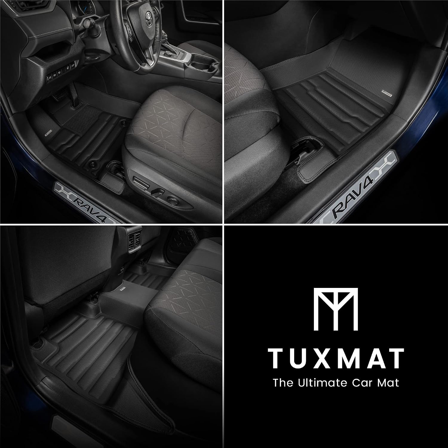 TuxMat - for Toyota RAV4 Hybrid 2019-2025 Models - Custom Car Mats - Maximum Coverage, All Weather, Laser Measured - This Full Set Includes 1st and 2nd Rows