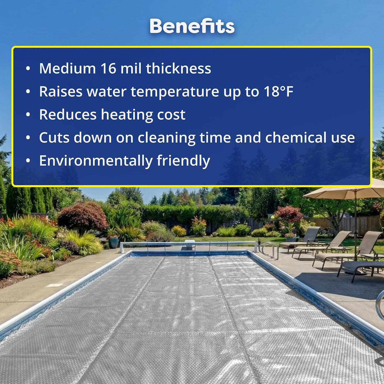 In The Swim 24' x 40' Ultra Silver Rectangle Solar Pool Cover 16 Mil for Solar Heating Above Ground Pools and Inground Pools
