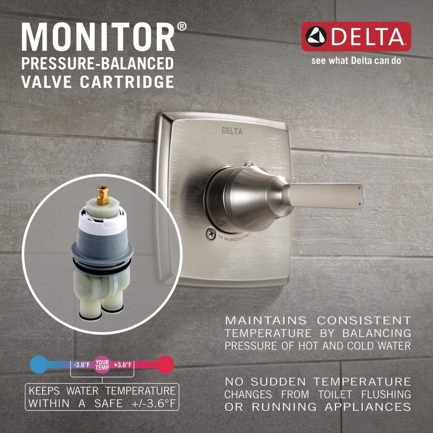 Delta Faucet Trinsic 14 Series Single-Function Tub and Shower Trim Kit with Single-Spray H2Okinetic Shower Head, Matte Black T14459-BL (Valve Not Included)