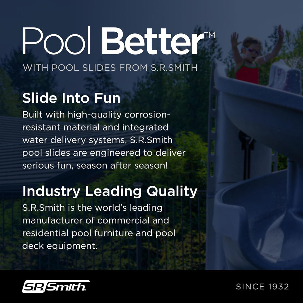S.R.Smith Helix2 Pool Slide, Gray – Premium Water Slide with Spiral Curve for Inground Swimming Pool – Deck Mounted with Enclosed Ladder for Safety