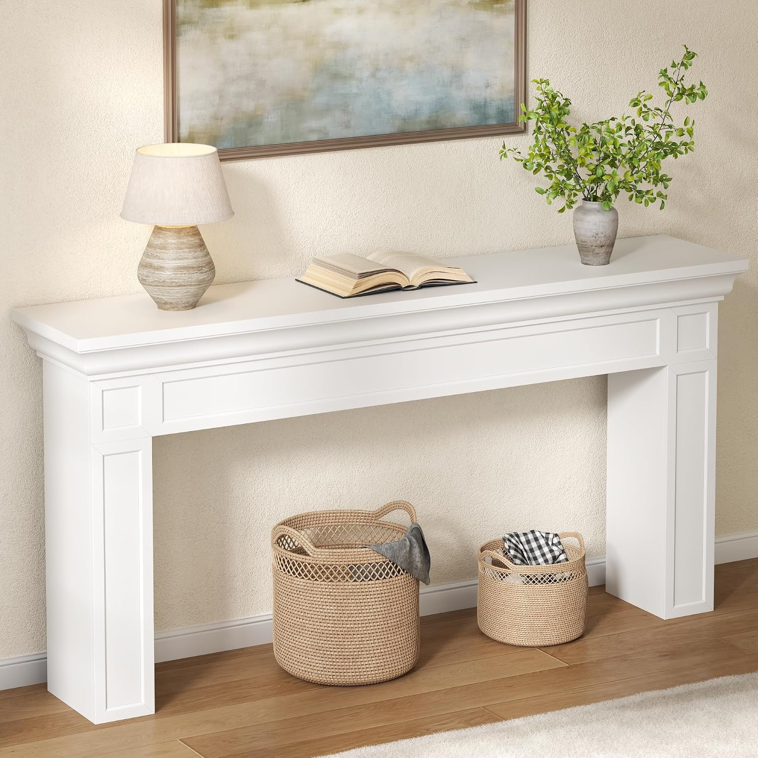 Loomie 63' Long Console Tables for Entryway, Modern Rectangular Sofa Table Behind the Couch, Narrow Long Entry Accent Table for Living Room, Entrance, Hallway, Foyer (White)