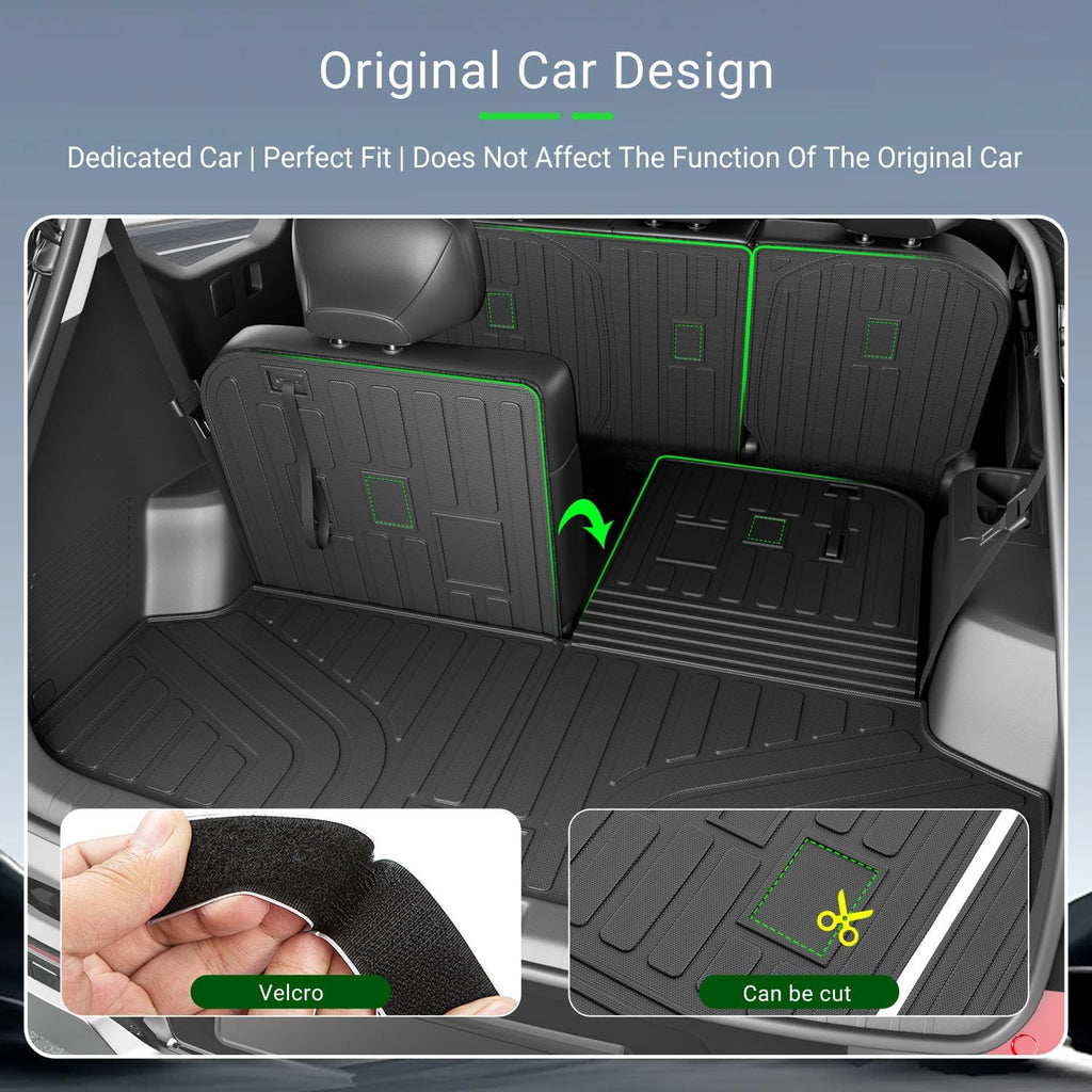 xipoqix Floor Mats Cargo Mat Backrest Mats Compatible with 2024-2026 Kia EV9 TPE Cargo Liner Floor Liner Replacement for 2024 2025 2026 Kia EV9 Accessories (Trunk Mat+2nd Row Backrest Mats+Floor Mats)