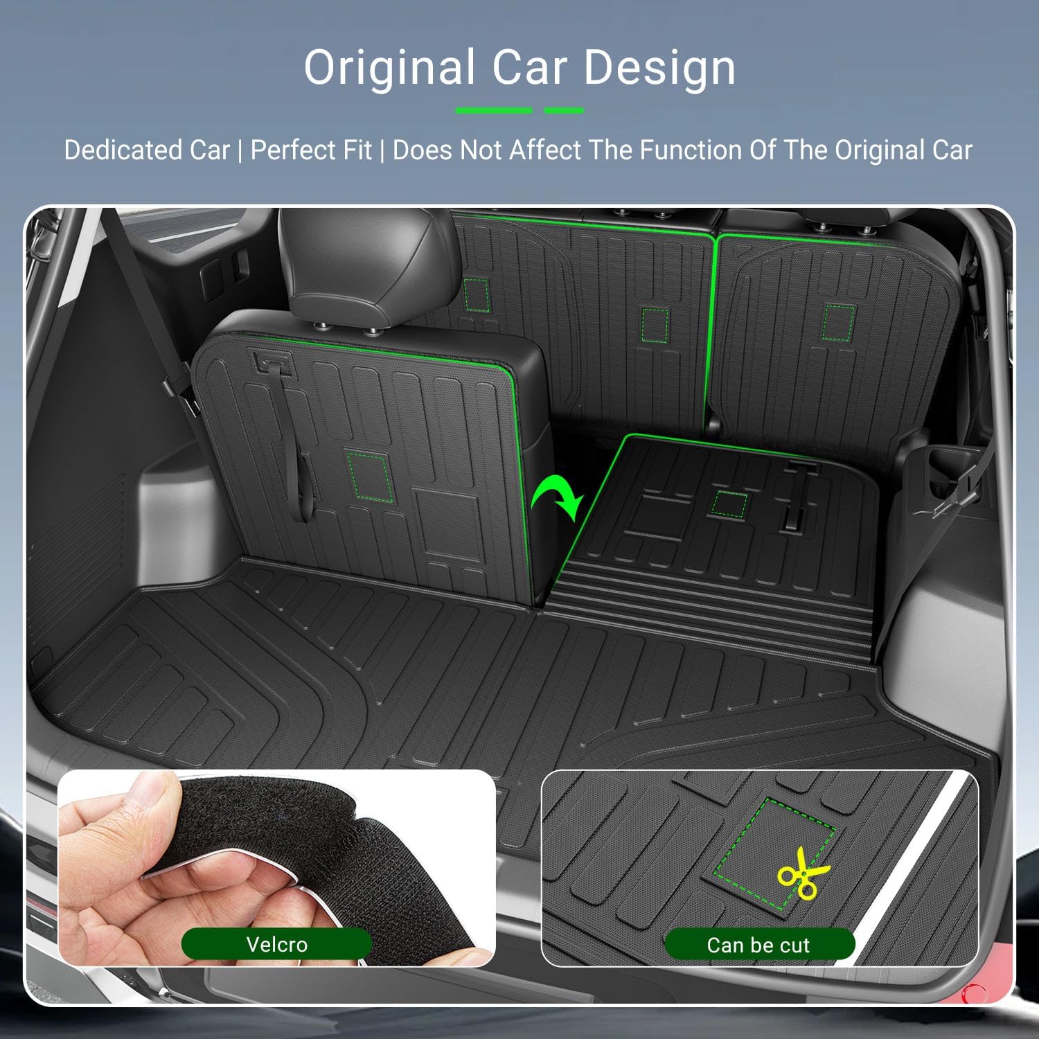 xipoqix Floor Mats Cargo Mat Backrest Mats Compatible with 2024-2026 Kia EV9 TPE Cargo Liner Floor Liner Replacement for 2024 2025 2026 Kia EV9 Accessories (Trunk Mat+2nd Row Backrest Mats+Floor Mats)
