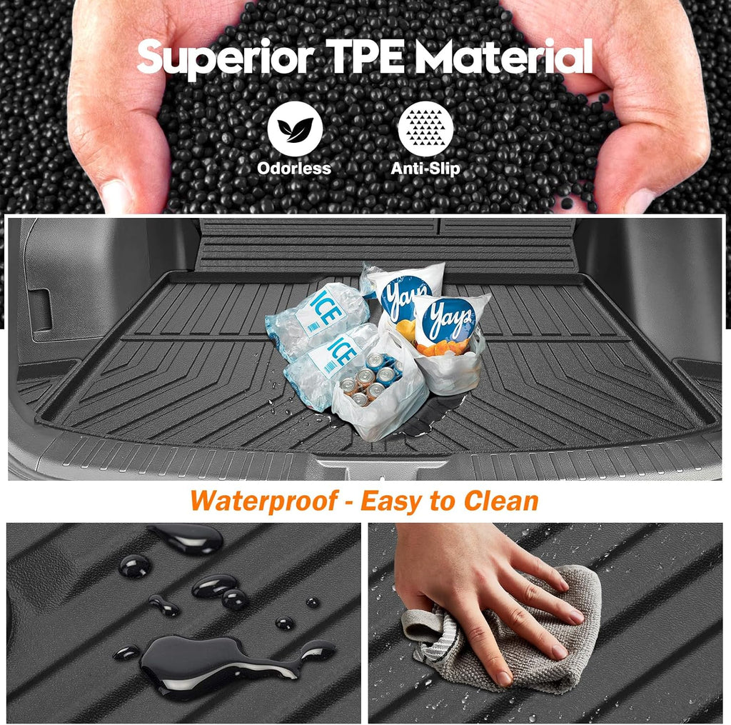 KUST Floor Mats Cargo Mat Set for Honda CR-V 2023-2025 2026 (Not for Hybrid), All Weather Cargo Trunk Liner Backrest Mat for CRV Accessories TPE Rubber Raised Edge (for Cargo in Lower Deck Position)
