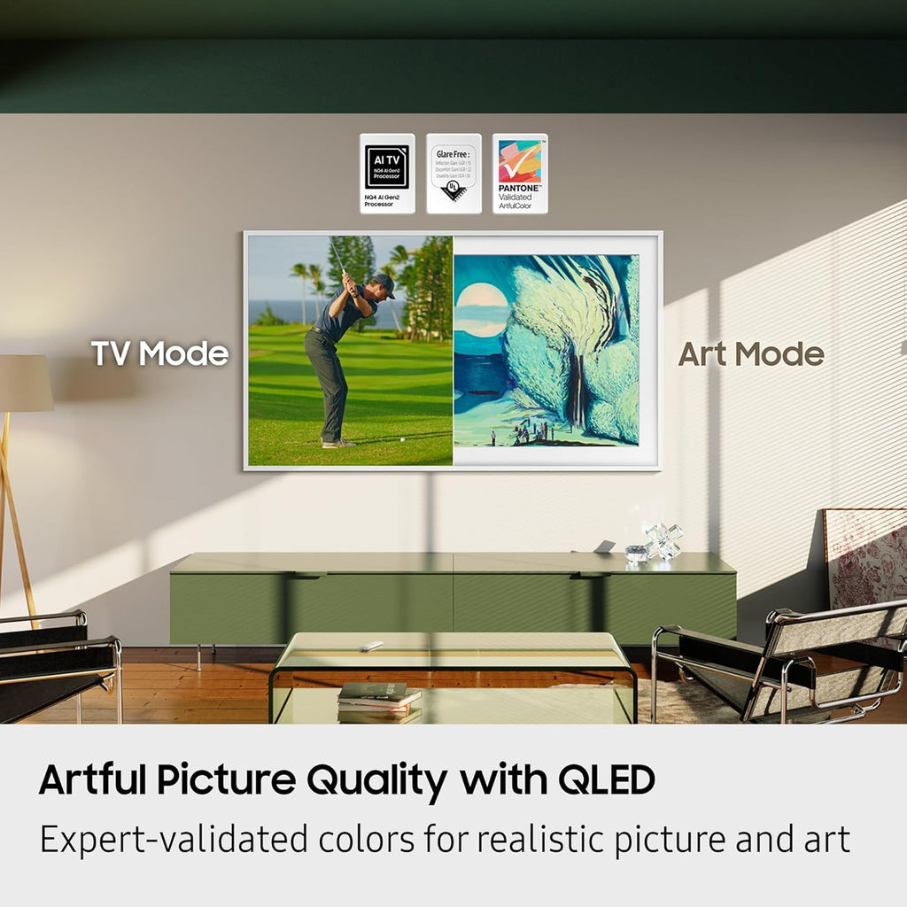 Samsung QN55LS03FAFXZA 55 Inch The Frame QLED 4K Art Mode Vision AI Smart TV with a VG-SCFA55TKB Customizable Bezel - Modern Teak (2025)