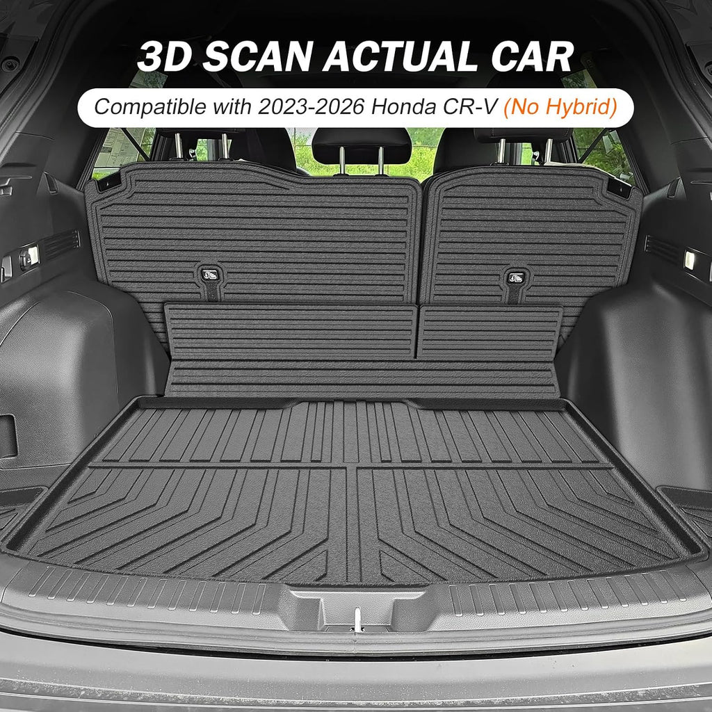 KUST Floor Mats Cargo Mat Set for Honda CR-V 2023-2025 2026 (Not for Hybrid), All Weather Cargo Trunk Liner Backrest Mat for CRV Accessories TPE Rubber Raised Edge (for Cargo in Lower Deck Position)
