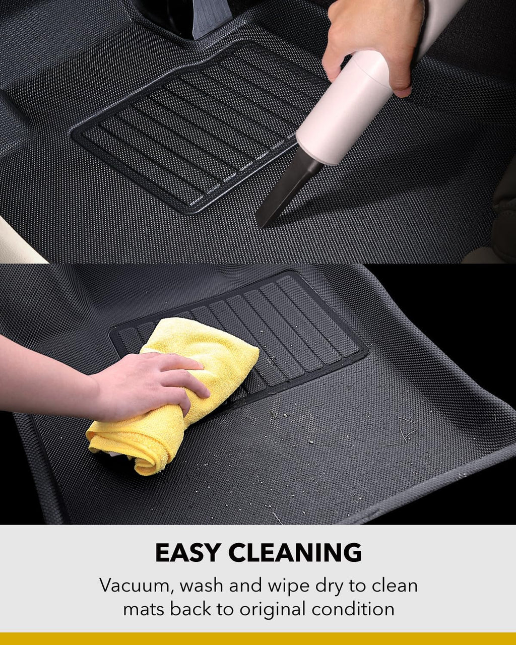 3D MAXpider Custom Fit Kagu Floor Mat (Black) Compatible with Tesla Model Y 5-Seat 2021-2025 - Full Set