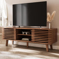 MAISONARIA Mid-Century Modern TV Stand for 50/55/60 inch TV, Retro Entertainment Center with Storage Cabinet & Sliding Door, TV Stand for Living Room, Bedroom