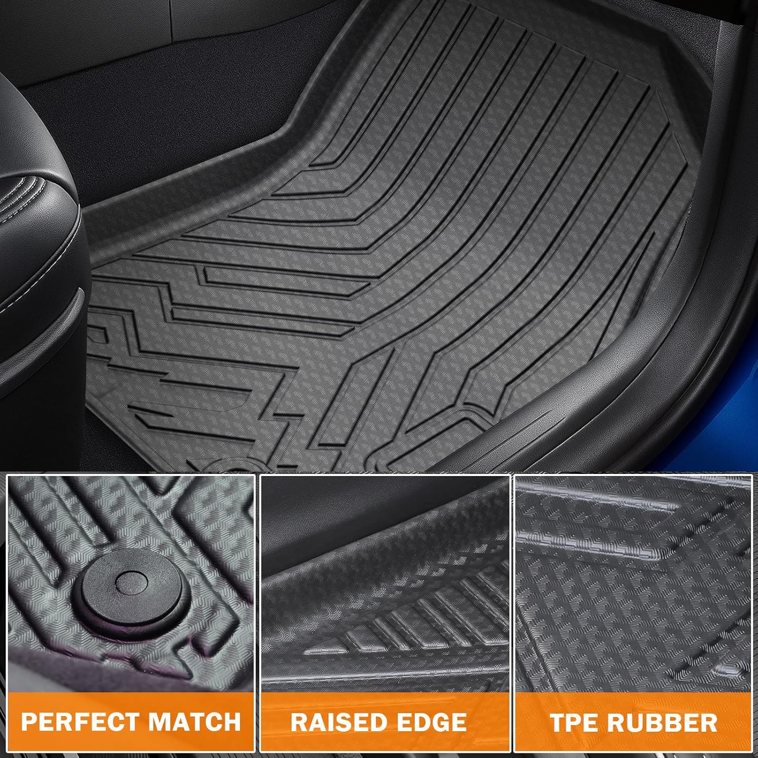 KUST Floor Mats Set for 2017-2026 Ford F250/F350/F450 Super Duty Crew Cab (Only for Rear Seat with Under-Seat Storage), 6.8FT Truck Bed Mat All Weather F250 Accessories TPE Rubber Raised Edge