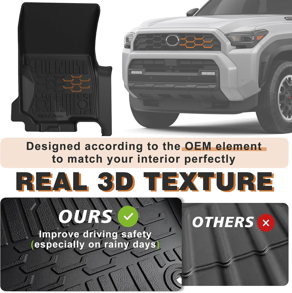 TripleAliners Floor Mats & Trunk Mat & Rear Seatback Cover All Weather TPE Liners Fit for Toyota 2025 2026 4Runner Accessories Custom Fit TPE Heavy-Duty (Only for 5 Seats) - Not for Hybrid Model