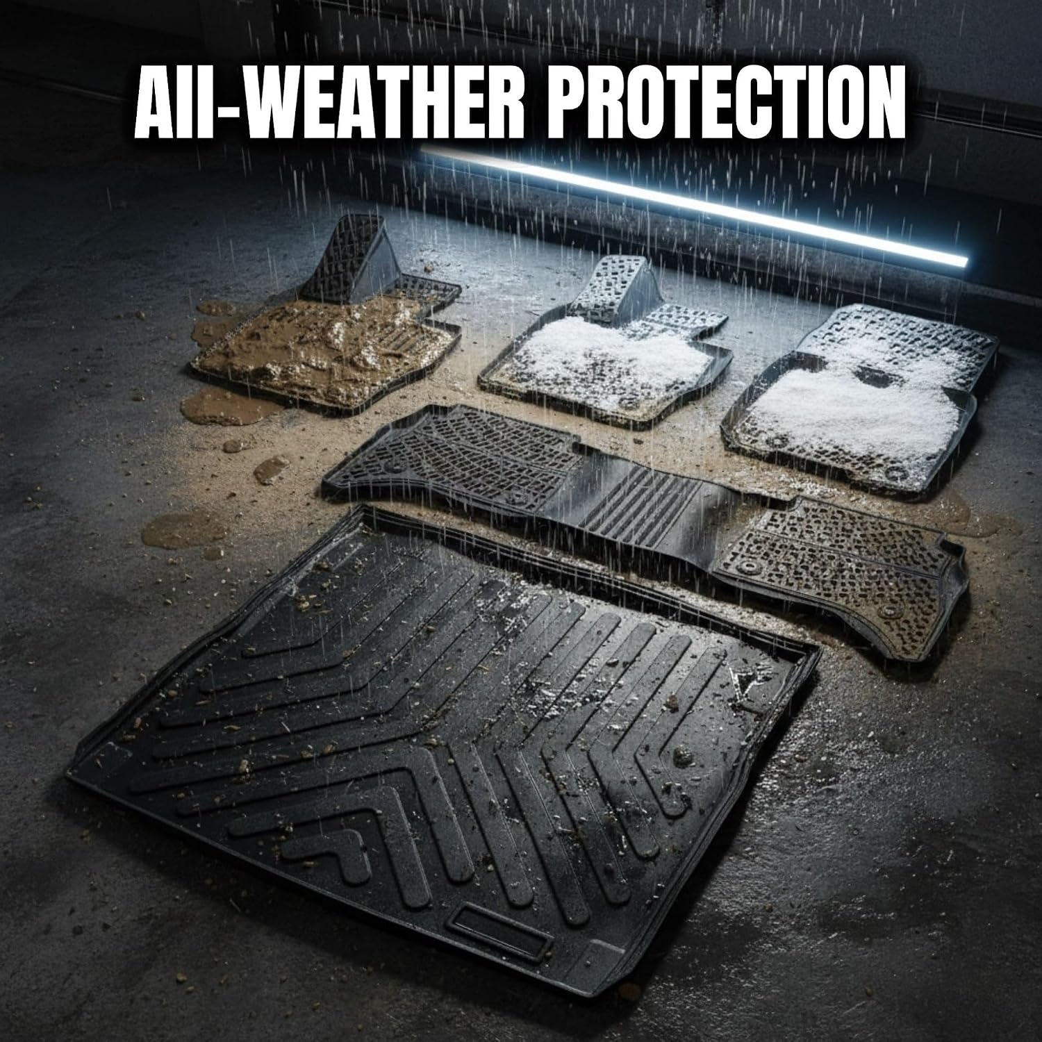 Floor Mats & Cargo Liner fits Tesla Model X 5 Seats 2016-2023, Custom Fit All-Weather TPE Floor Liners, 3D Laser Measured, Waterproof, Durable, Black (Front, Rear & Cargo Set)