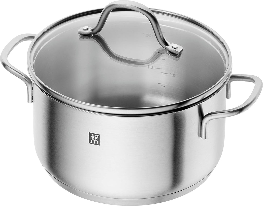 Zwilling Flow 5-Piece Cookware Set Glass Lids Suitable for Induction Cookers Dishwasher Safe Rust-Free 18/10 Stainless Steel