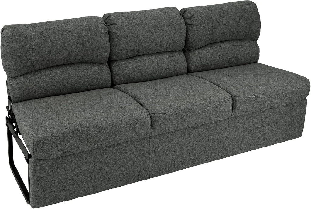 RecPro 68' RV Jackknife Sleeper Sofa with Drop-Down Console | Cloth Fabric | 2 Colors to Choose from | Furniture for RV and Camper (Fossil Cloth)