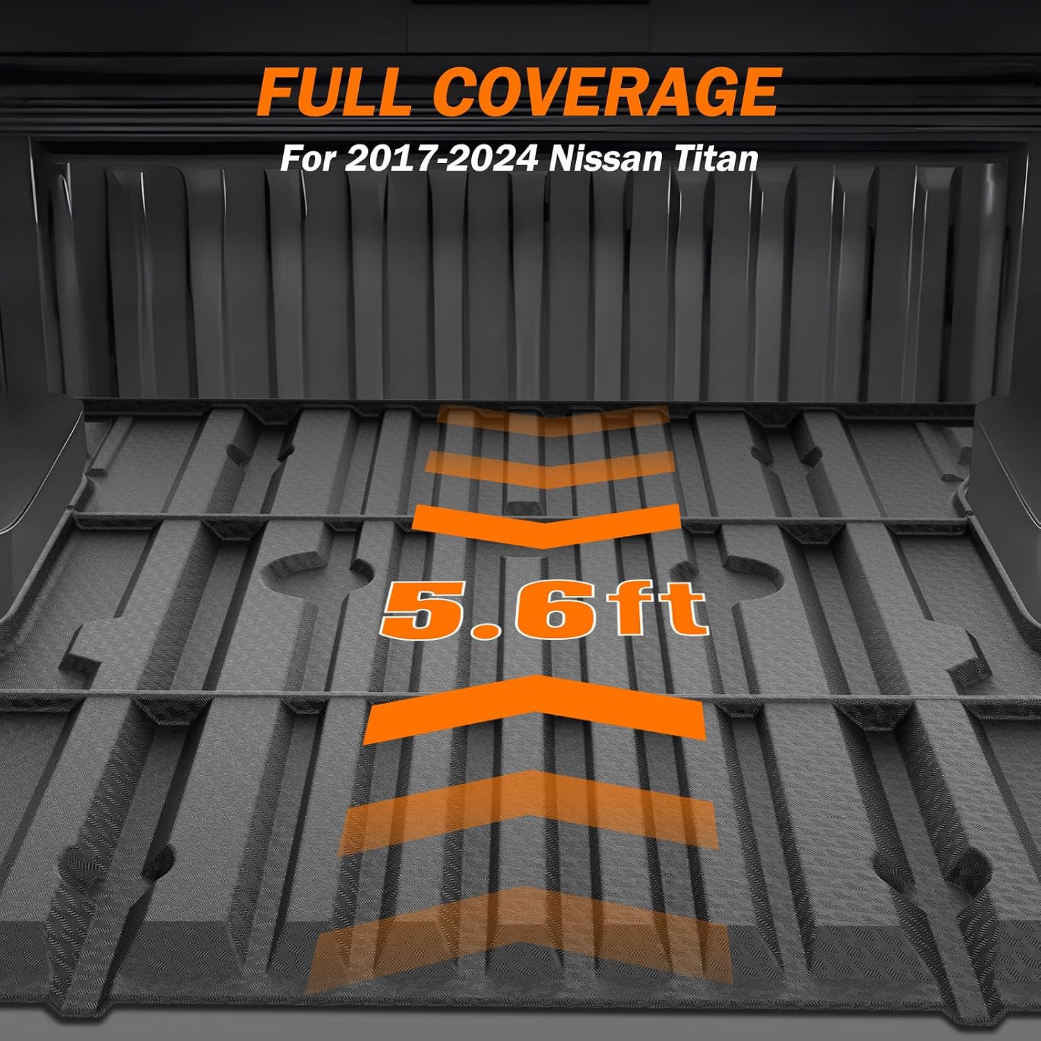 KUST Floor Mats Bed Mat Set for 2017-2024 Nissan Titan, 2016-2024 Titan XD Crew Cab, 5.6FT Truck Bed Liner All Weather TPE Rubber High Edge Heavy Duty
