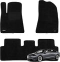 WENNEBIRD Superior Carpet Floor Mats for 2017-2023 Tesla Model 3 (Not for Highland), 0.6-Inch Ultra-Thick, Noise-Reducing, All-Weather Waterproof Anti-Slip – 3-Pc Set