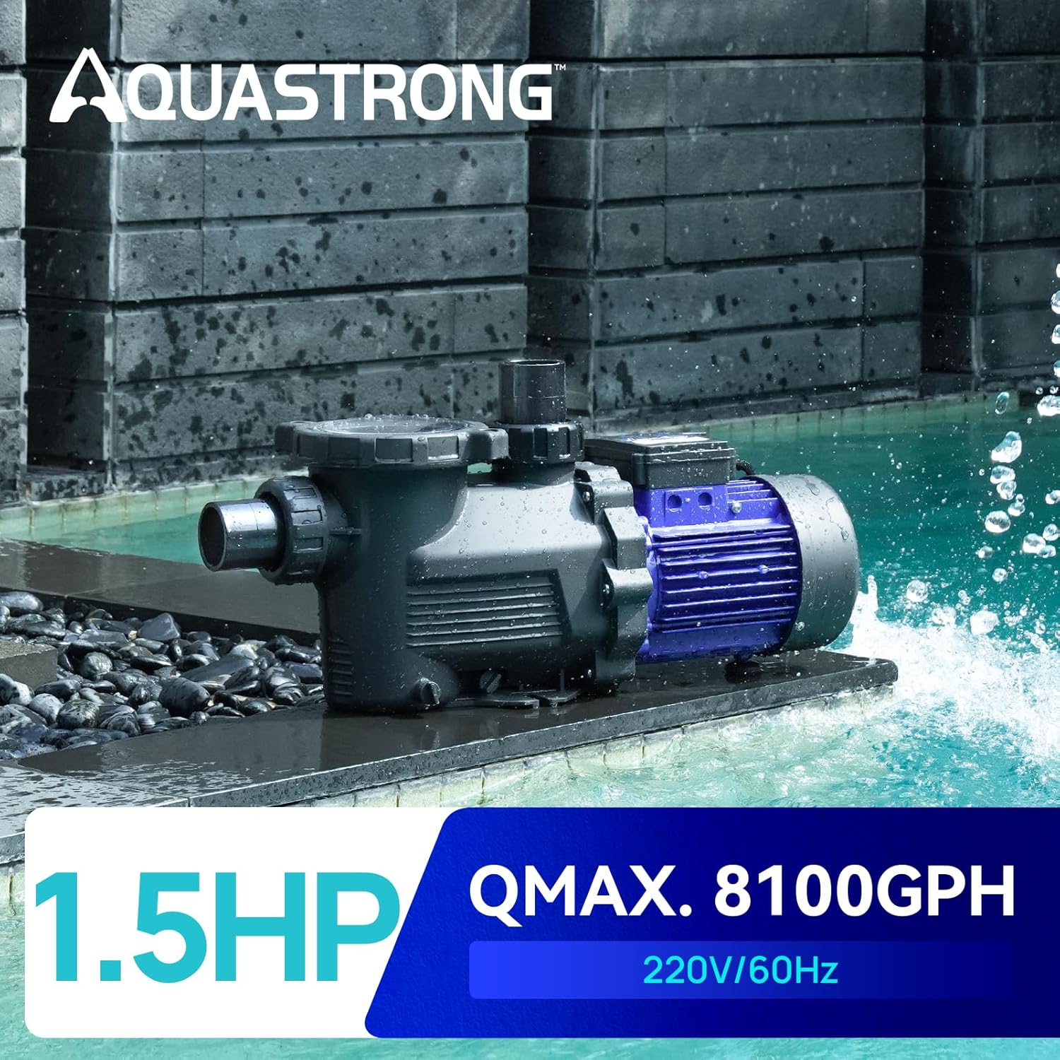 Aquastrong In/Above Ground Pool Pump High Flow Self Primming Swimming Pool Pump,Matta Blue