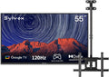 SYLVOX Outdoor TV with Ceiling Mount & Cover, 55 inch 120Hz 4K Smart TVs, Weatherproof & IP55 Waterproof, Compatible with Google & Dolby Atmos, HDMI 2.1 & USB 3.0, 1000 Nits Outside TV for Gaming